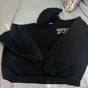 Edikted Black Hoodie with Leopard Print Detail